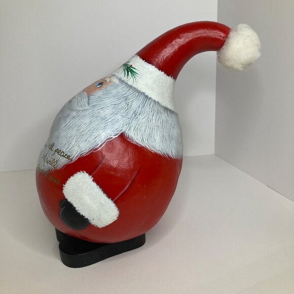 Handpainted Old World Santa Dove Gourd "Peace Goodwill toward Men" 7 x 13" - Picture 4 of 9